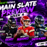 2026 DraftKings Week 4 Main Slate Preview featuring Derrick Henry, Patrick Mahomes, Jaxon Smith-Njigba and Brock Bowers.